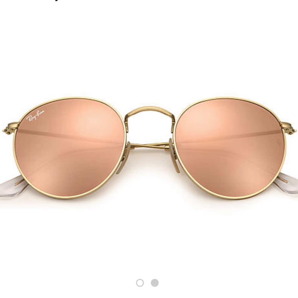 RAYBAN Gold Frame Copper Flash Round Sunglasses
